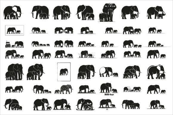 Download Heartwarming Elephant Family Silhouette - Premium Resources
