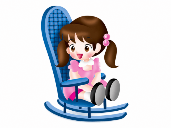 Download Cute Kawaii Girl on Rocking Chair - Premium Resources