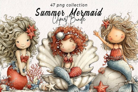 Download Whimsical Summer Mermaid Clipart - Premium Resources