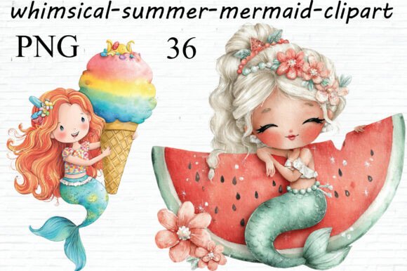 Download Whimsical Summer Mermaid Clipart PNG - Premium Resources