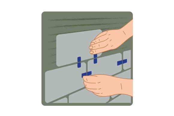 Download Ceramic Tiles Being Layed on the Wall - Close Up - Close up Collection