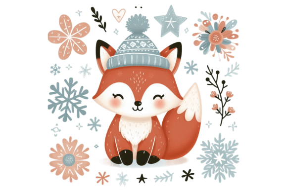 Download Cute Winter Fox PNG Sublimation - Fox Collection