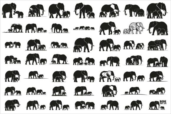 Download Heartwarming Elephant Family Silhouette - Premium Resources