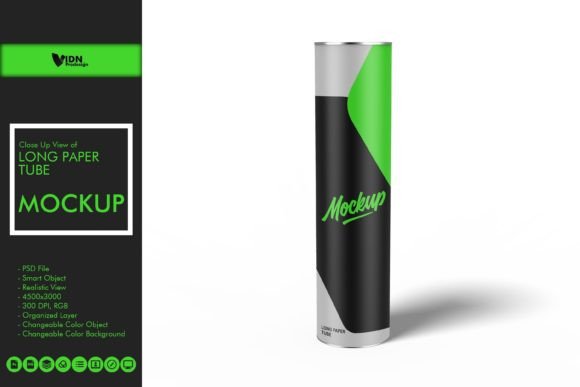 Download Close Up View of Long Paper Tube Mockup - Close up Collection
