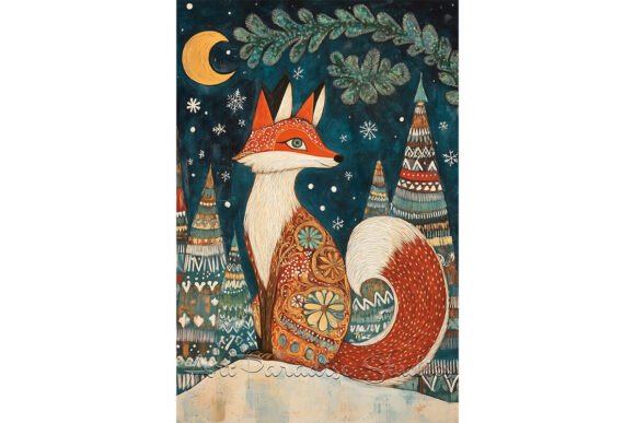 Download Whimsical Red Fox in Winter Snow Art - Fox Collection