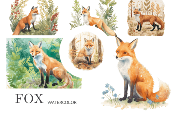 Download Fox Watercolor Clipart Anima Forest PNG - Fox Collection