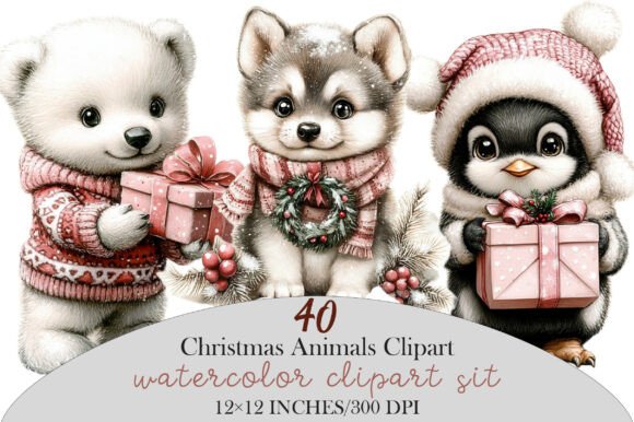 Download Christmas Winter Animals Clipart Bundle - Winter animals Collection