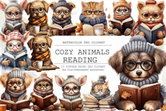 Download Cozy Animals Love Reading Clipart - Cozy animals Collection